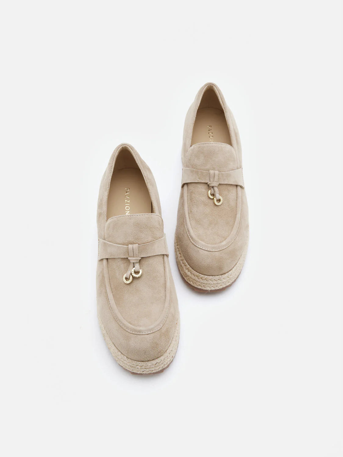 PAZZION, Phoenix Knot Detail Suede Espadrille Wedges, Almond