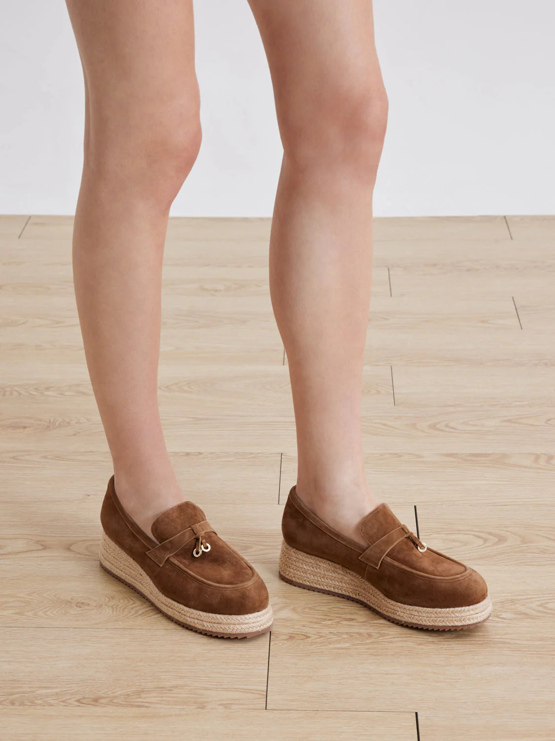 PAZZION, Phoenix Knot Detail Suede Espadrille Wedges, Brown