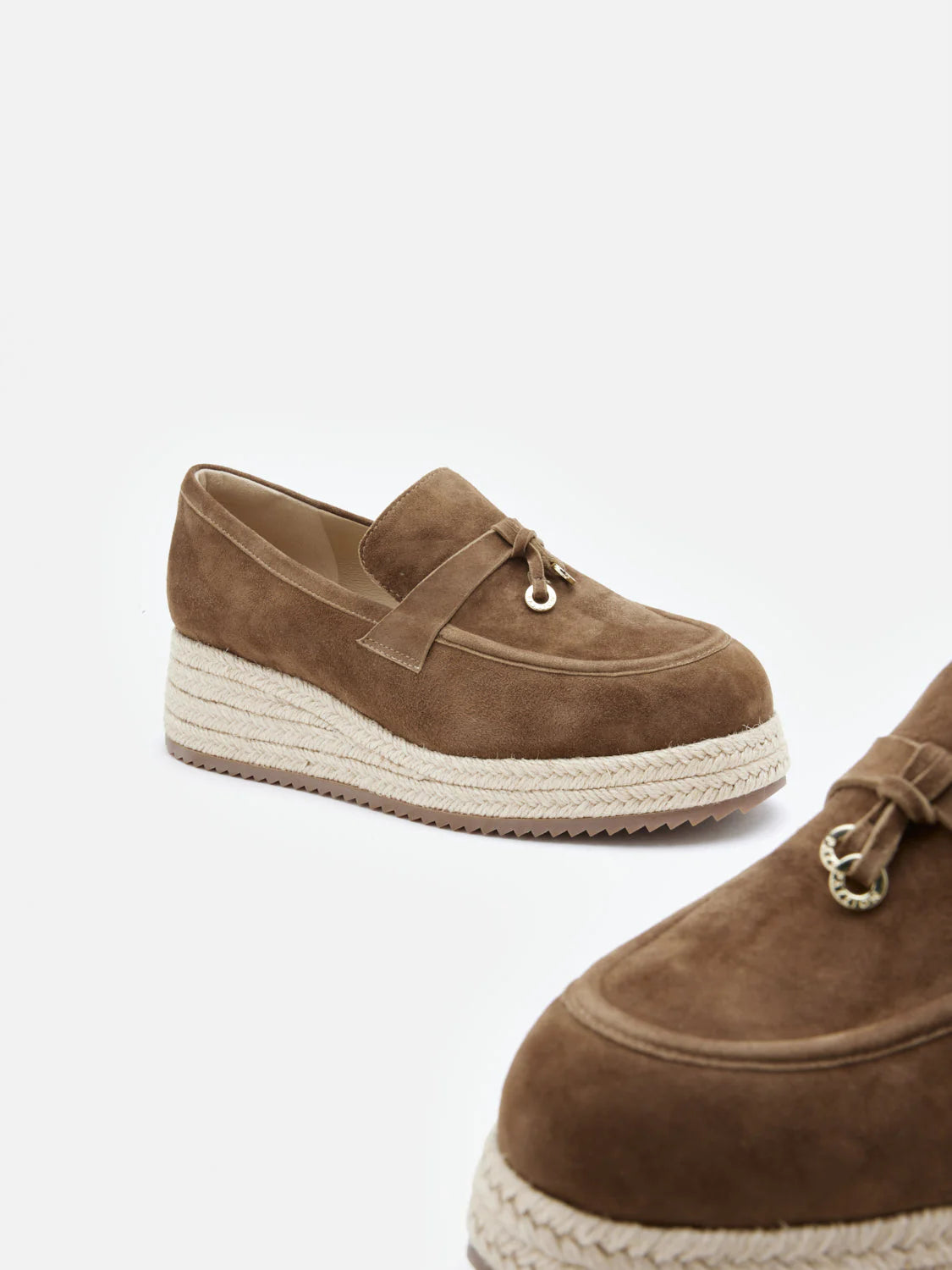 PAZZION, Phoenix Knot Detail Suede Espadrille Wedges, Brown
