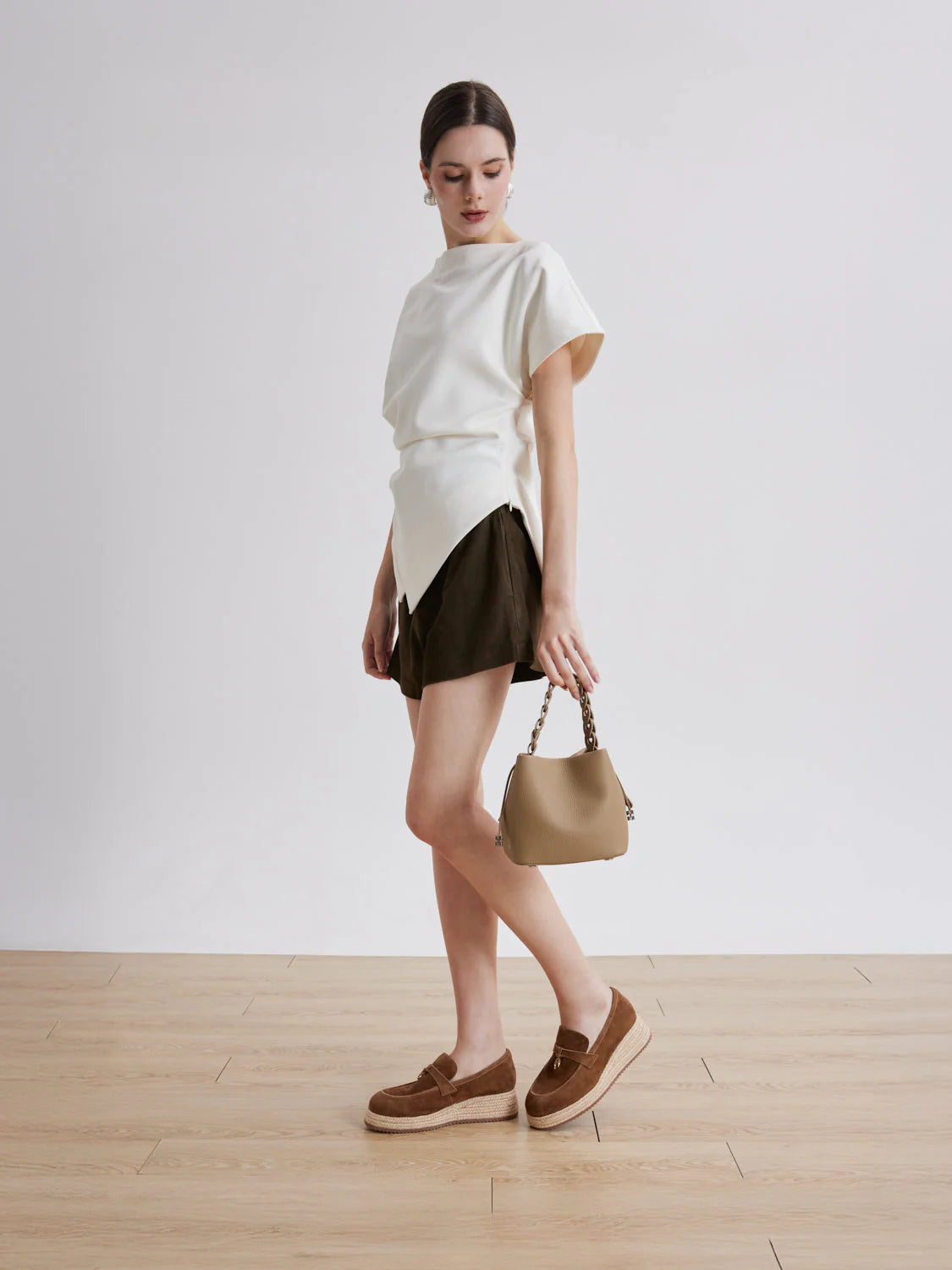 PAZZION, Phoenix Knot Detail Suede Espadrille Wedges, Brown