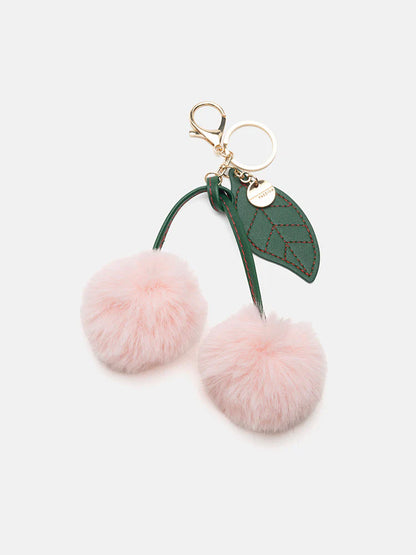 PAZZION, Pom Pom Cherry Keychain, Pink
