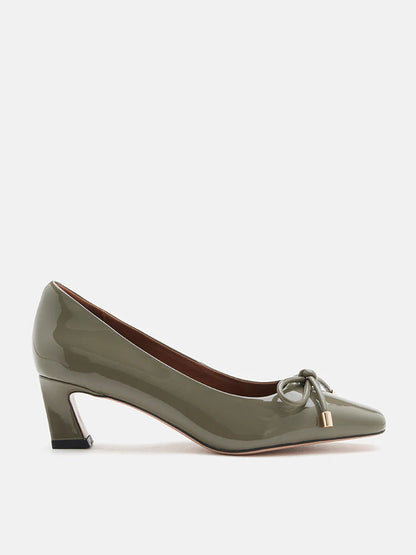 PAZZION, Quinella Bow Patent Heels, Grey