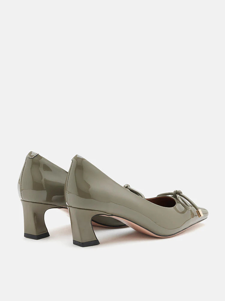 PAZZION, Quinella Bow Patent Heels, Grey