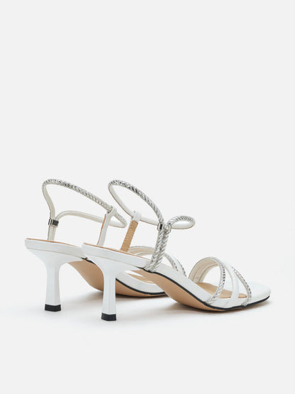 PAZZION, Quinella Crystal Embellished Sandal Heels, Beige