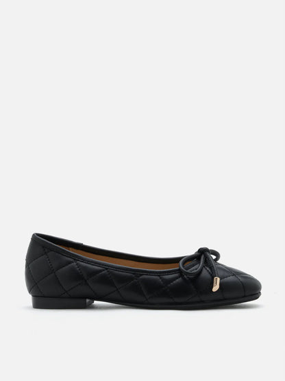 PAZZION, Quinn Quilted Bow Flats, Black