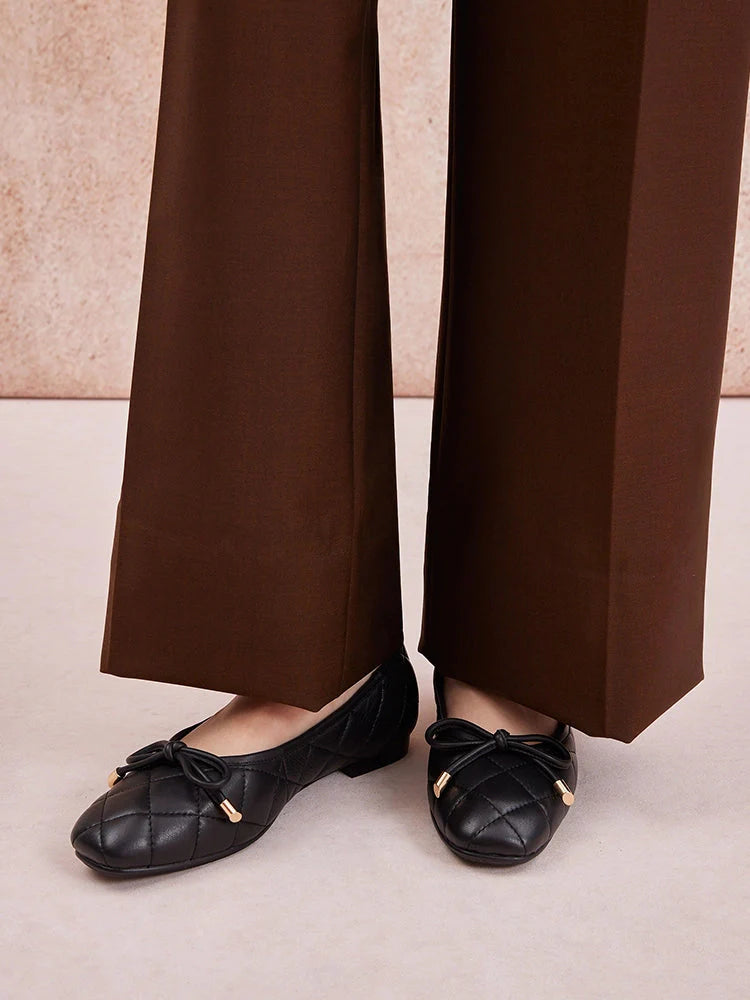 PAZZION, Quinn Quilted Bow Flats, Black