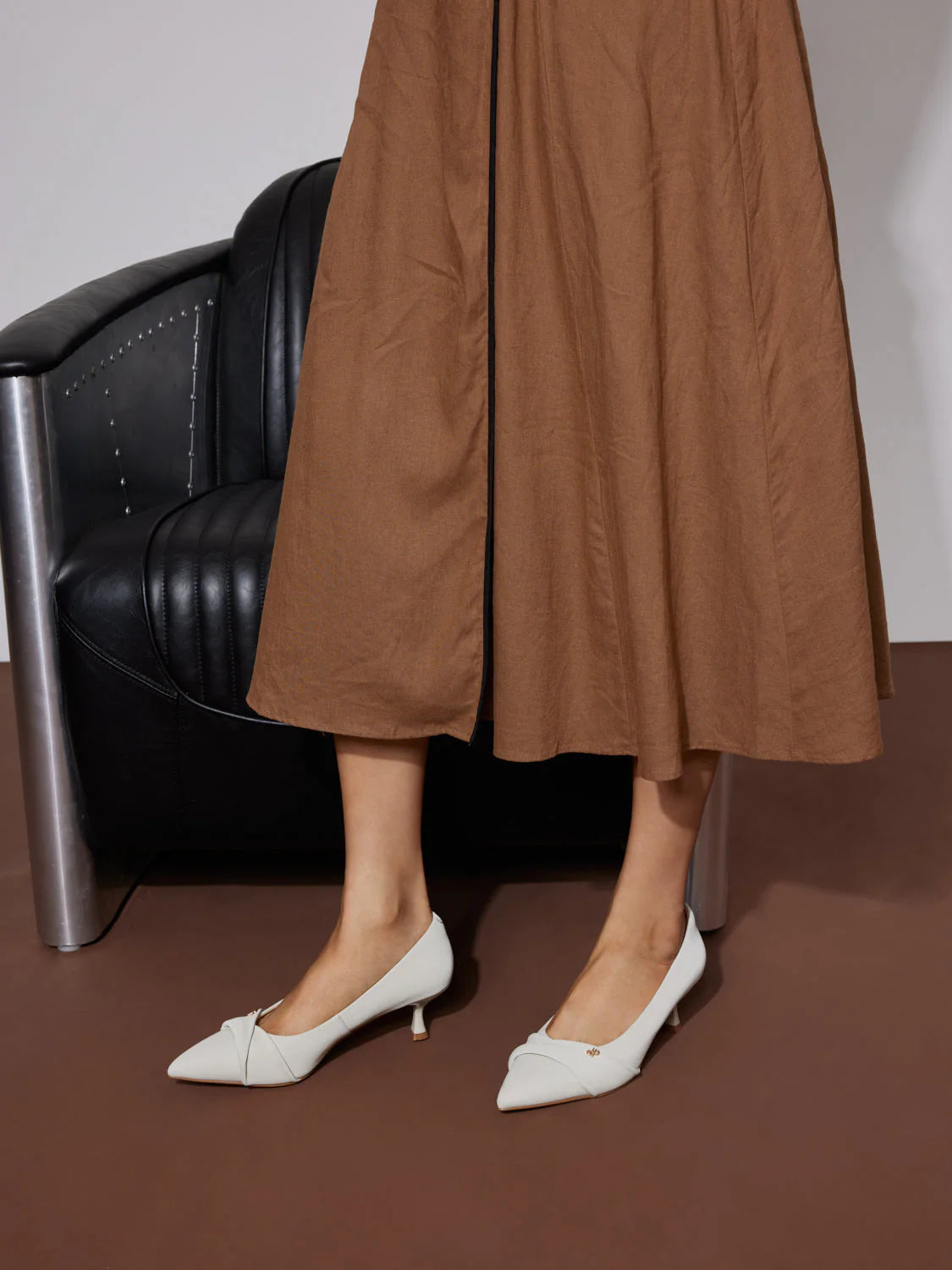 PAZZION, Quirielle Textured Pointed Toe Leather Heels, Beige