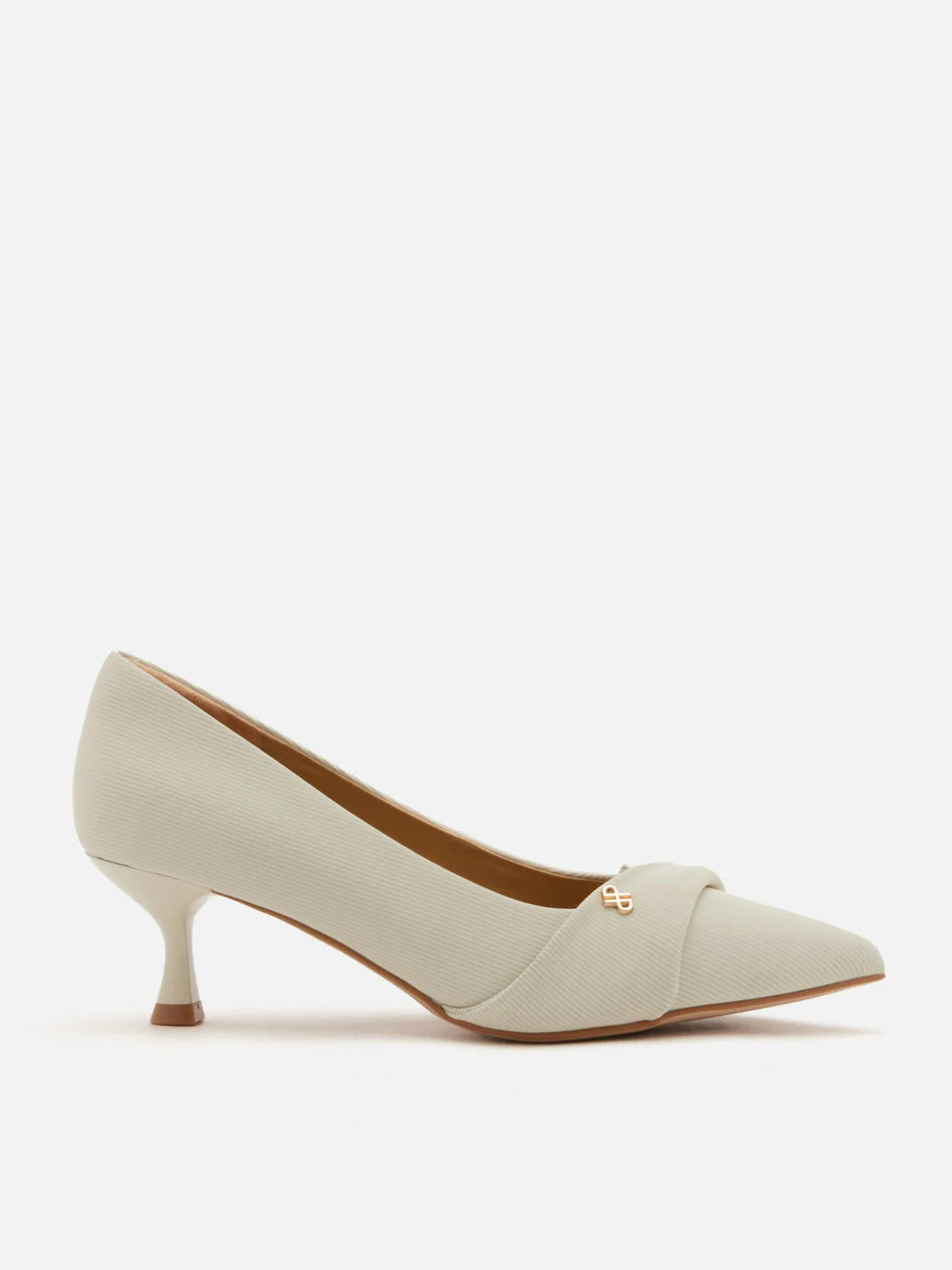 PAZZION, Quirielle Textured Pointed Toe Leather Heels, Beige