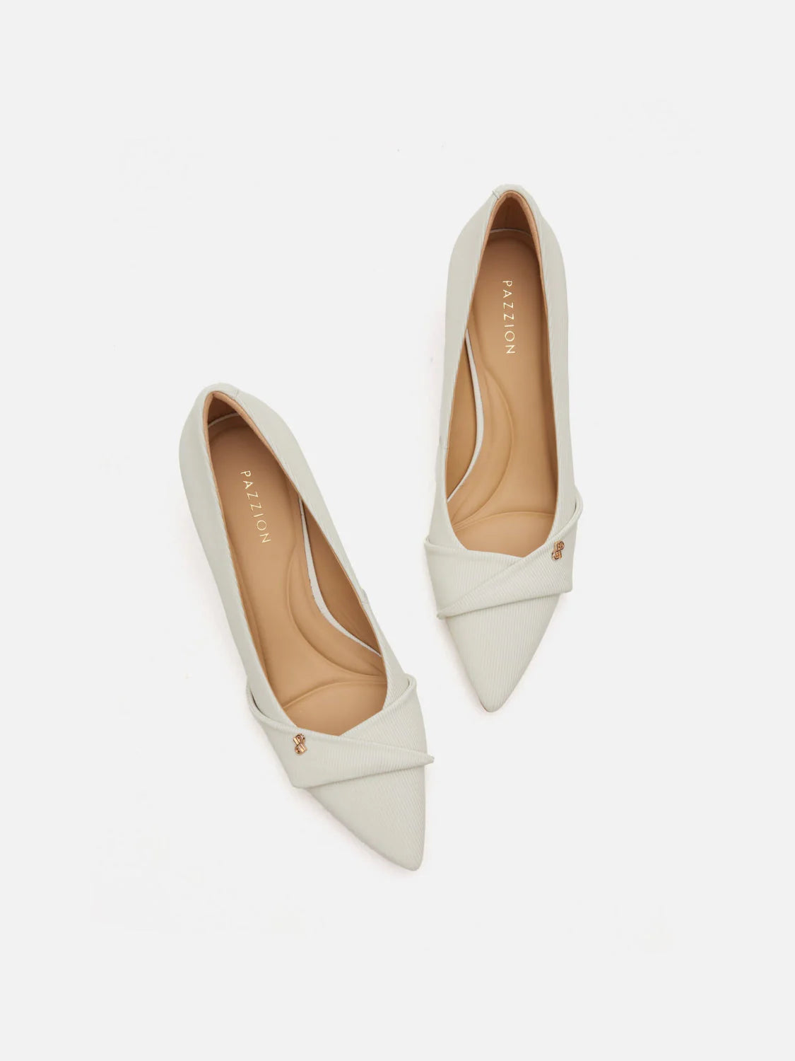 PAZZION, Quirielle Textured Pointed Toe Leather Heels, Beige