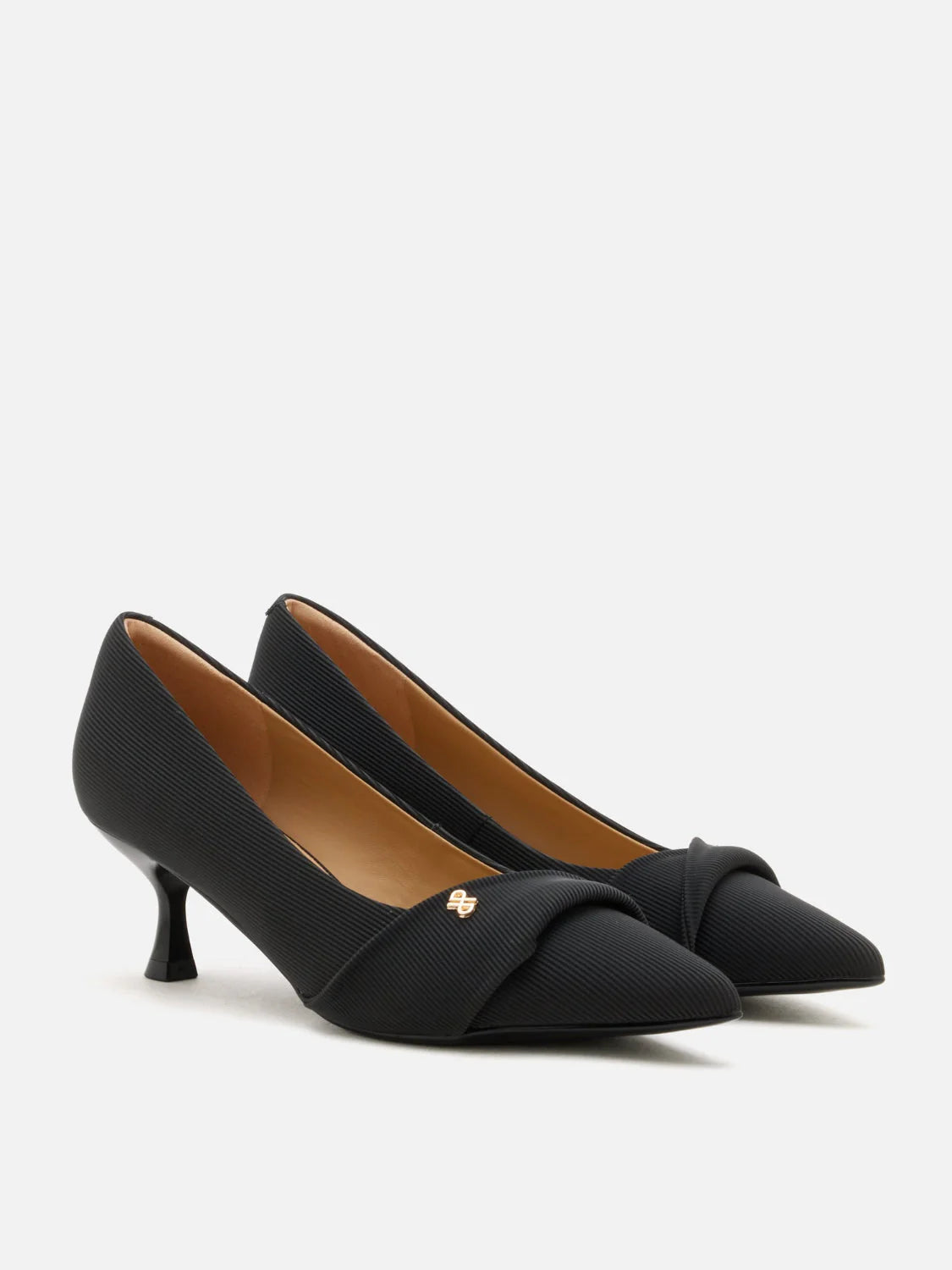 PAZZION, Quirielle Textured Pointed Toe Leather Heels, Black