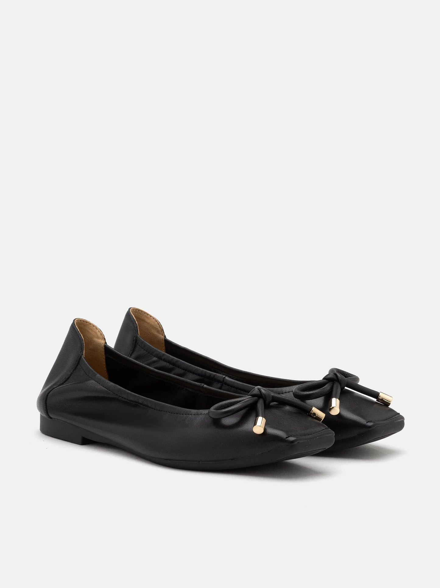 PAZZION, Raelynn Bow Square-Toe Covered Flats, Black