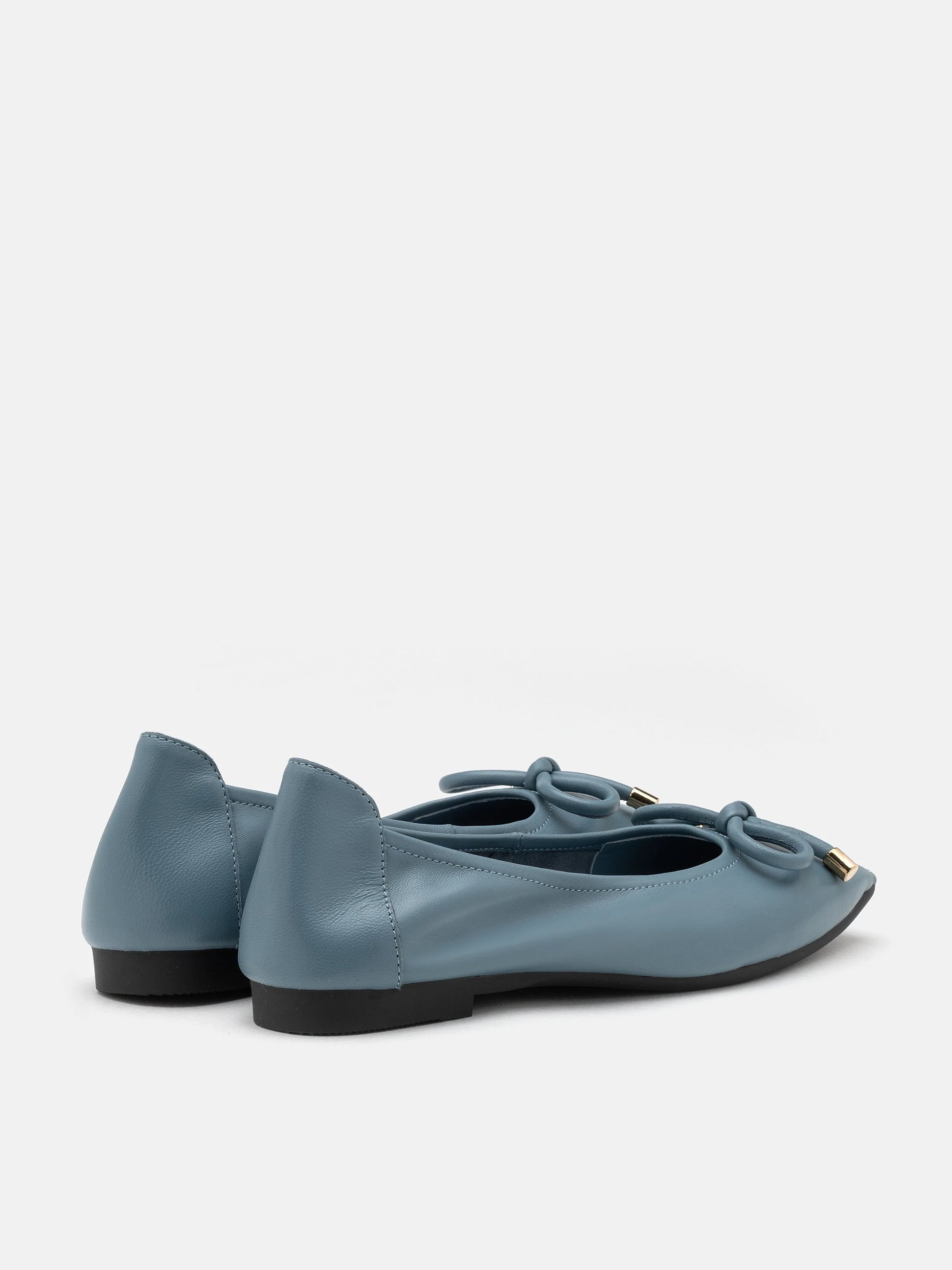 PAZZION, Raelynn Bow Square-Toe Covered Flats, Blue