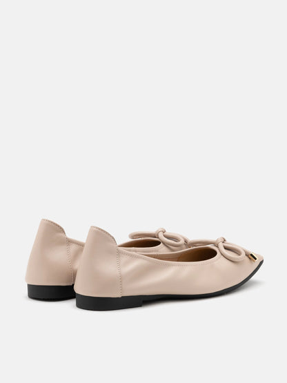 PAZZION, Raelynn Bow Square-Toe Covered Flats, Pink