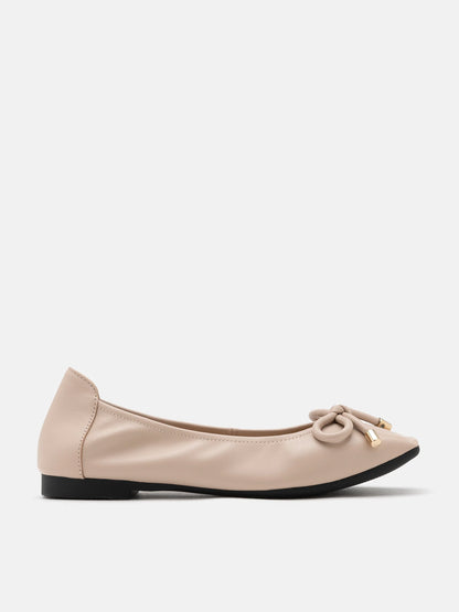 PAZZION, Raelynn Bow Square-Toe Covered Flats, Pink