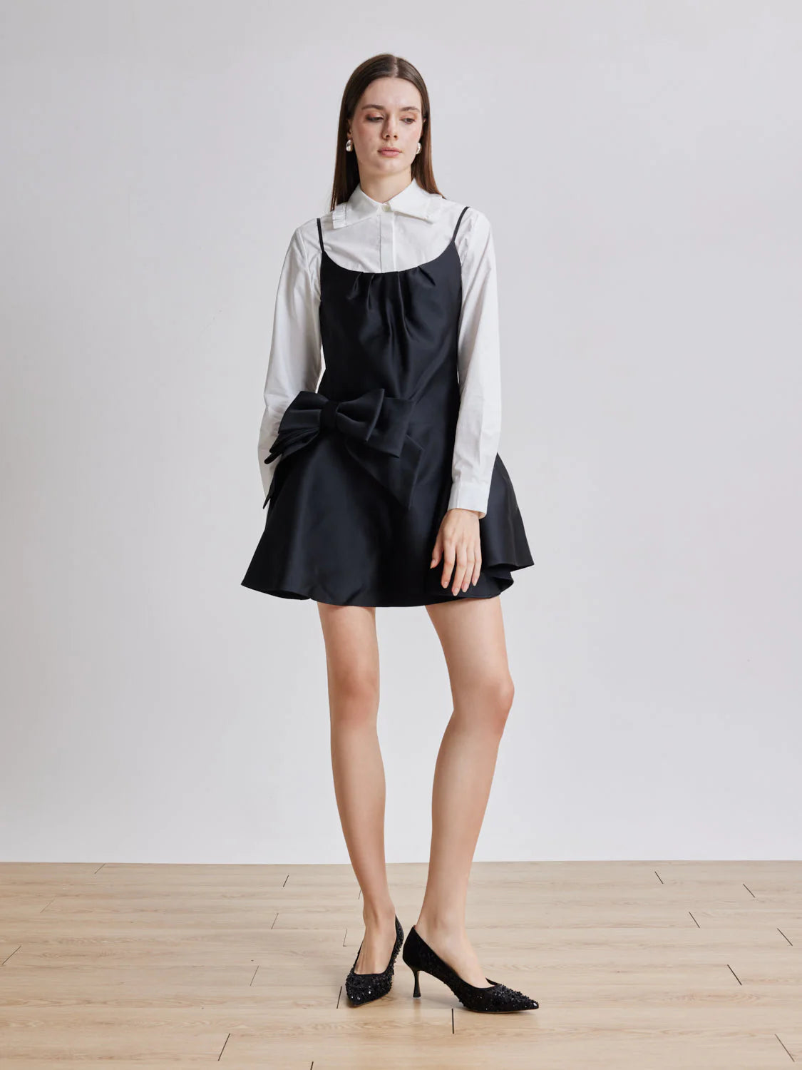 PAZZION, Raena Sequined Mesh Heels, Black