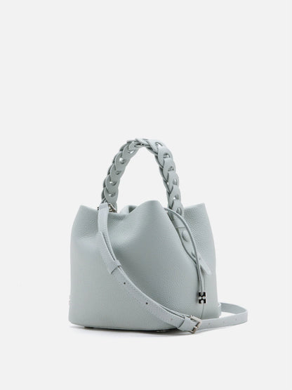 PAZZION, Reza Braided Handle Bucket Bag, Blue