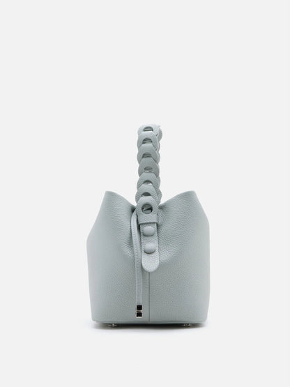 PAZZION, Reza Braided Handle Bucket Bag, Blue