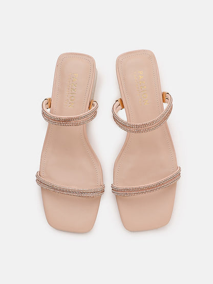 PAZZION, Rhya Embellished Strappy Open Toe Sandals, Almond