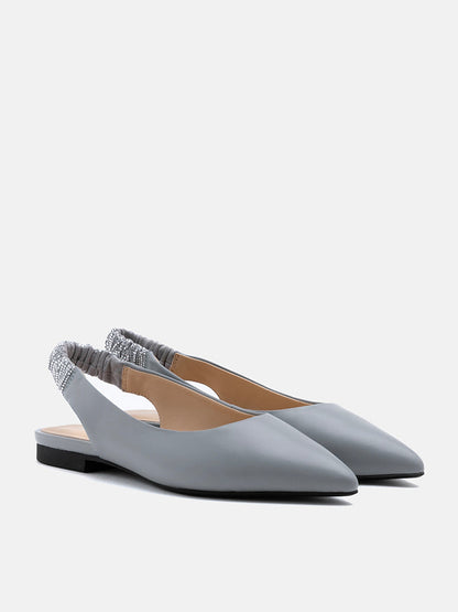 PAZZION, Rita Sparkle Slingback Flats, Grey