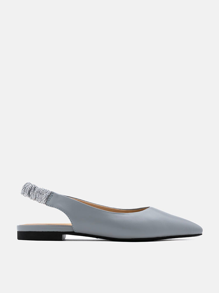 PAZZION, Rita Sparkle Slingback Flats, Grey