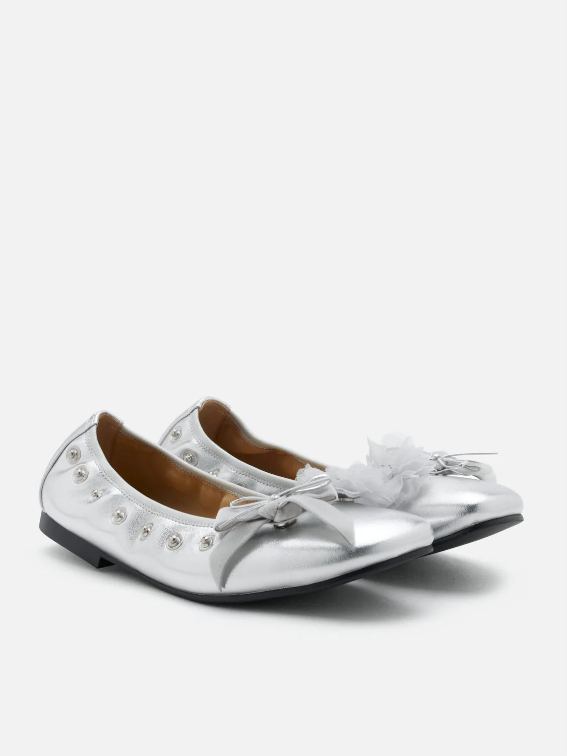 PAZZION, Rolene Clip-Stud Charmed Flats, Silver
