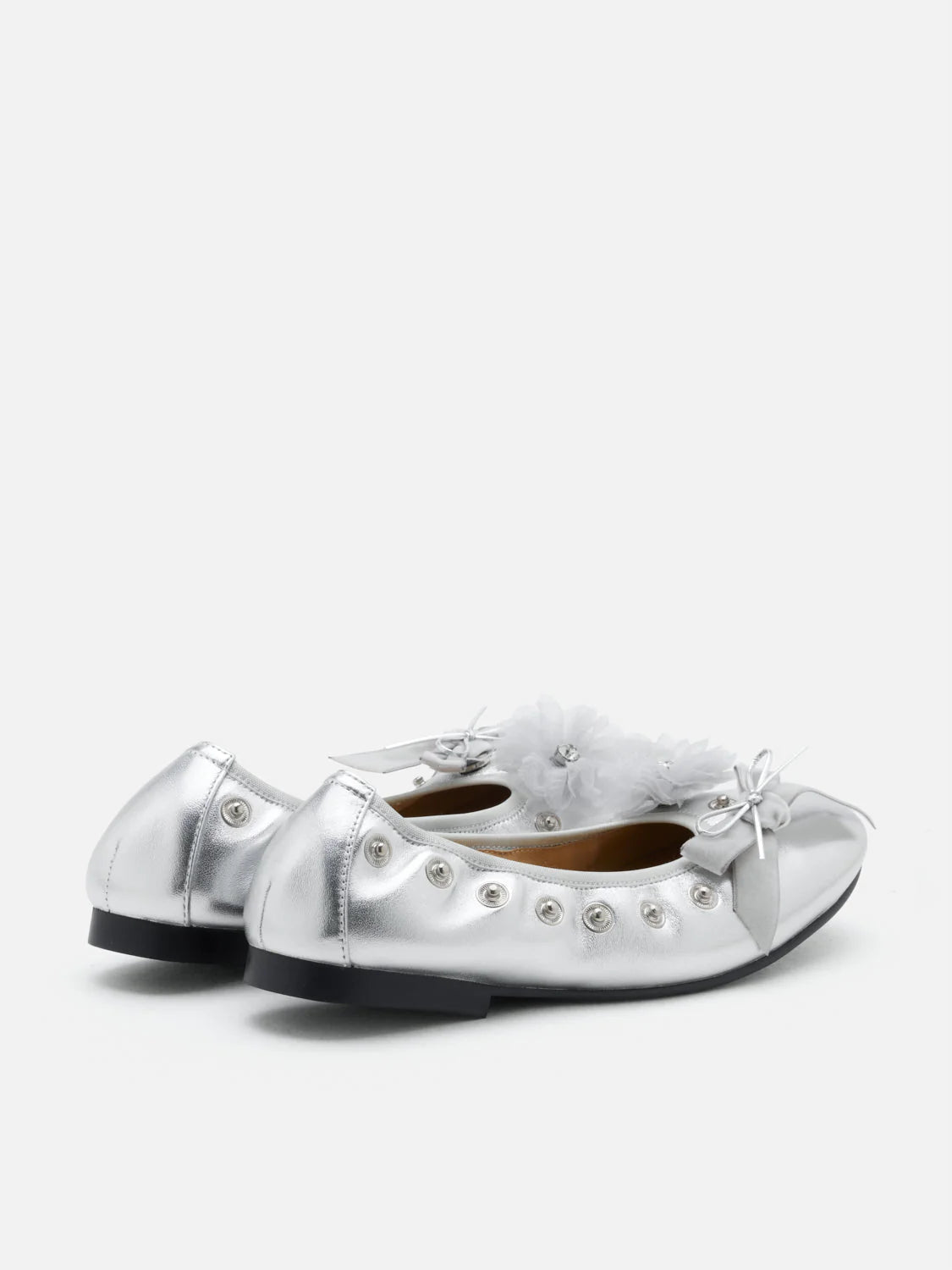 PAZZION, Rolene Clip-Stud Charmed Flats, Silver