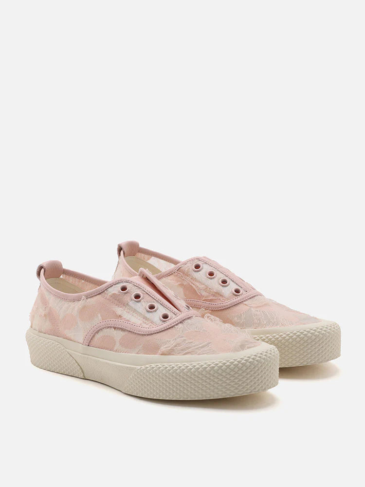 PAZZION, Rory Floral Embroidered Lace Slip-on Sneakers, Pink