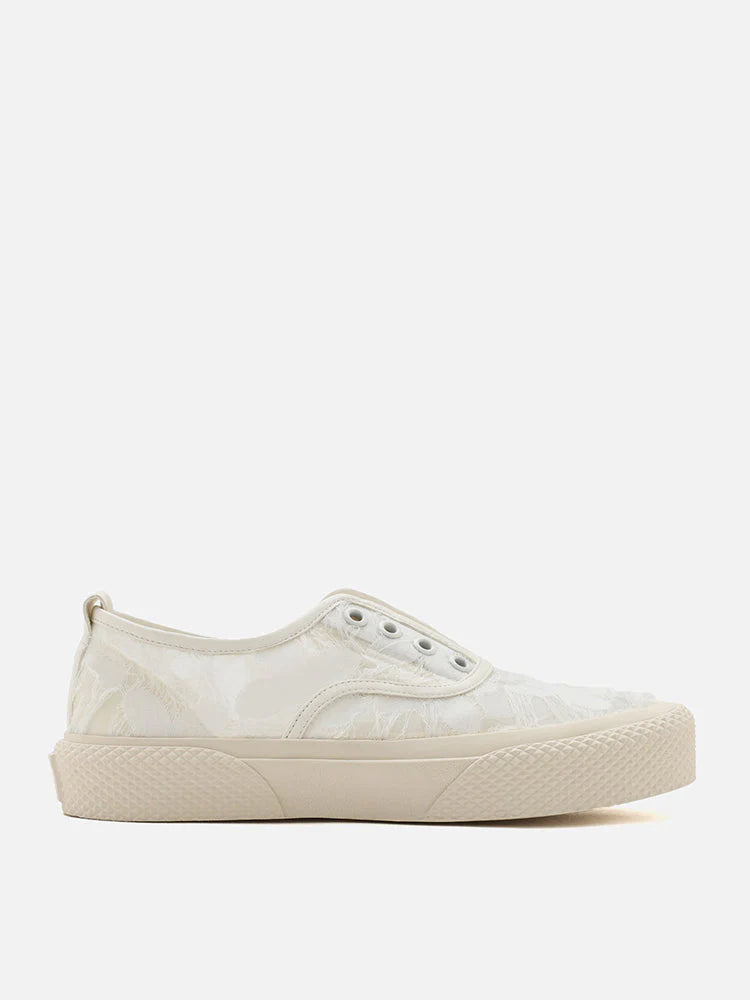 PAZZION, Rory Floral Embroidered Lace Slip-on Sneakers, White