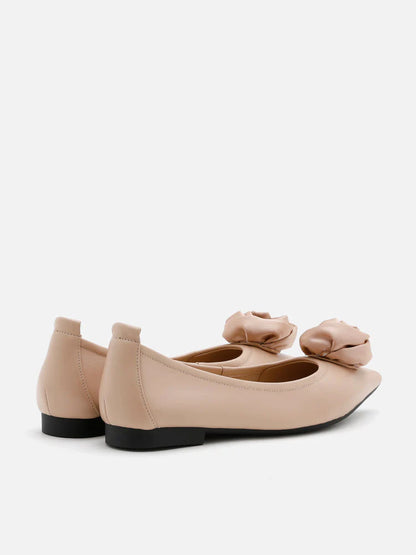 PAZZION, Rosalie Floral Point-Toe Flats, Almond