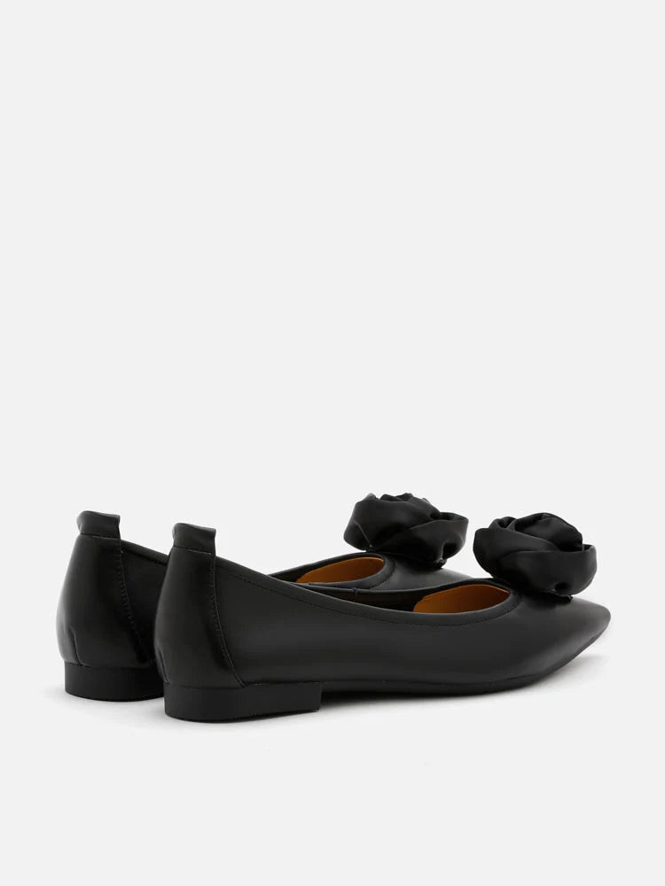 PAZZION, Rosalie Floral Point-Toe Flats, Black