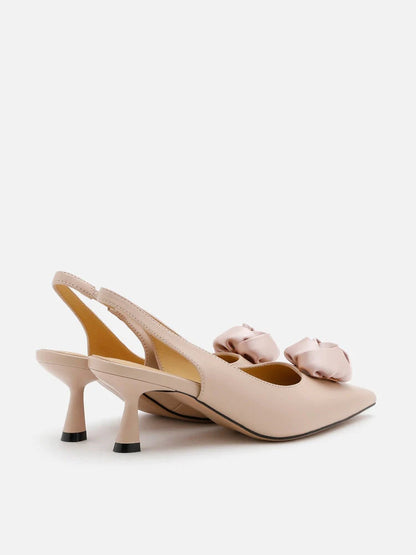 PAZZION, Rosalie Floral Point-Toe Slingback Heels, Almond