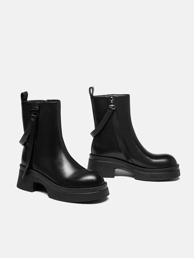 PAZZION, Rota Leather Ankle Boots, Black