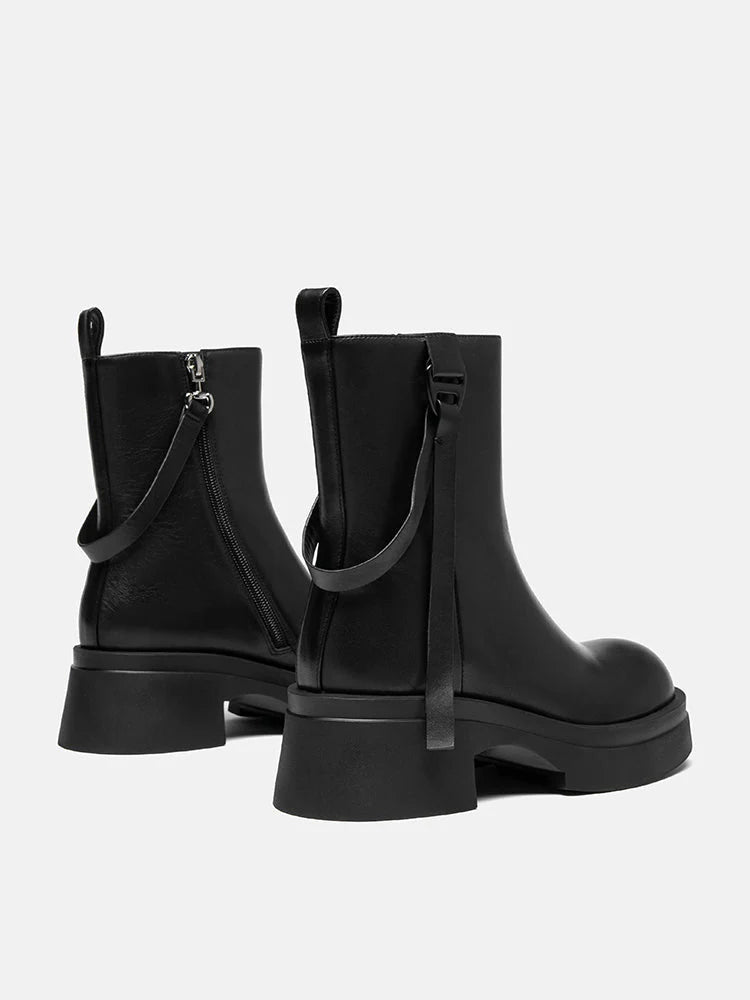 PAZZION, Rota Leather Ankle Boots, Black