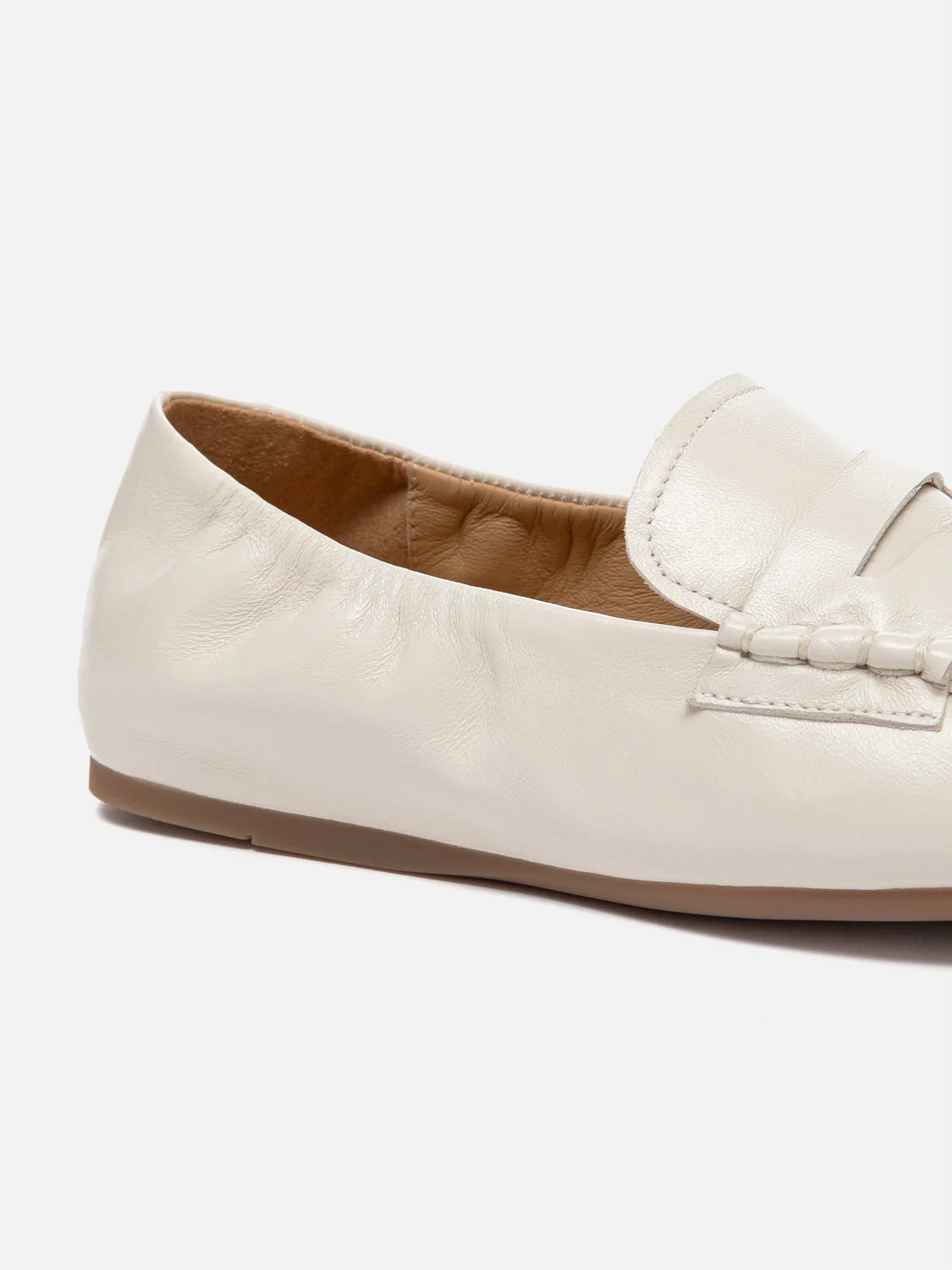 PAZZION, Rylianne Leather Penny Loafers, Beige