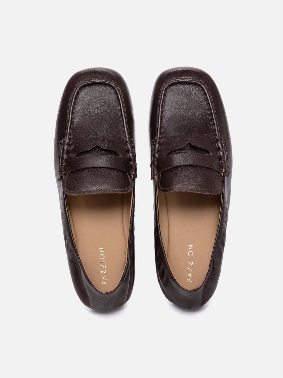 PAZZION, Rylianne Leather Penny Loafers, Darkbrown