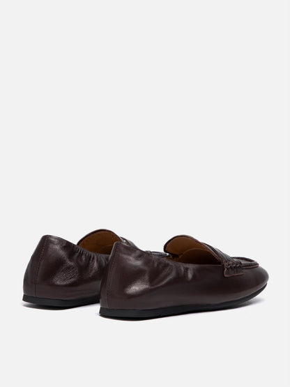 PAZZION, Rylianne Leather Penny Loafers, Darkbrown