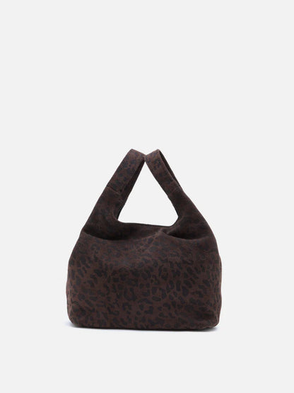 PAZZION, Sable Suede Leopard-Print Bag, Darkbrown