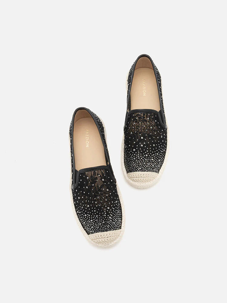 PAZZION, Sabrina Crystal Embellished Espadrilles, Black