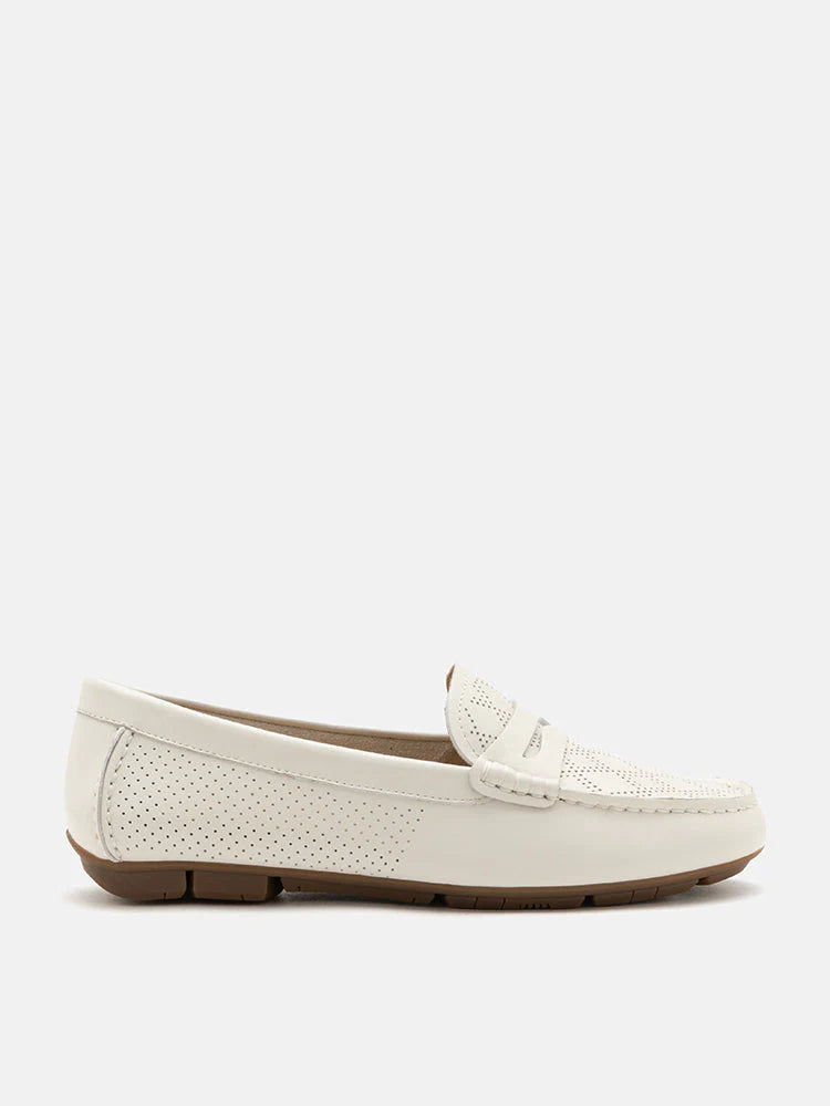 PAZZION, Samara Perforated Moccasins, Beige