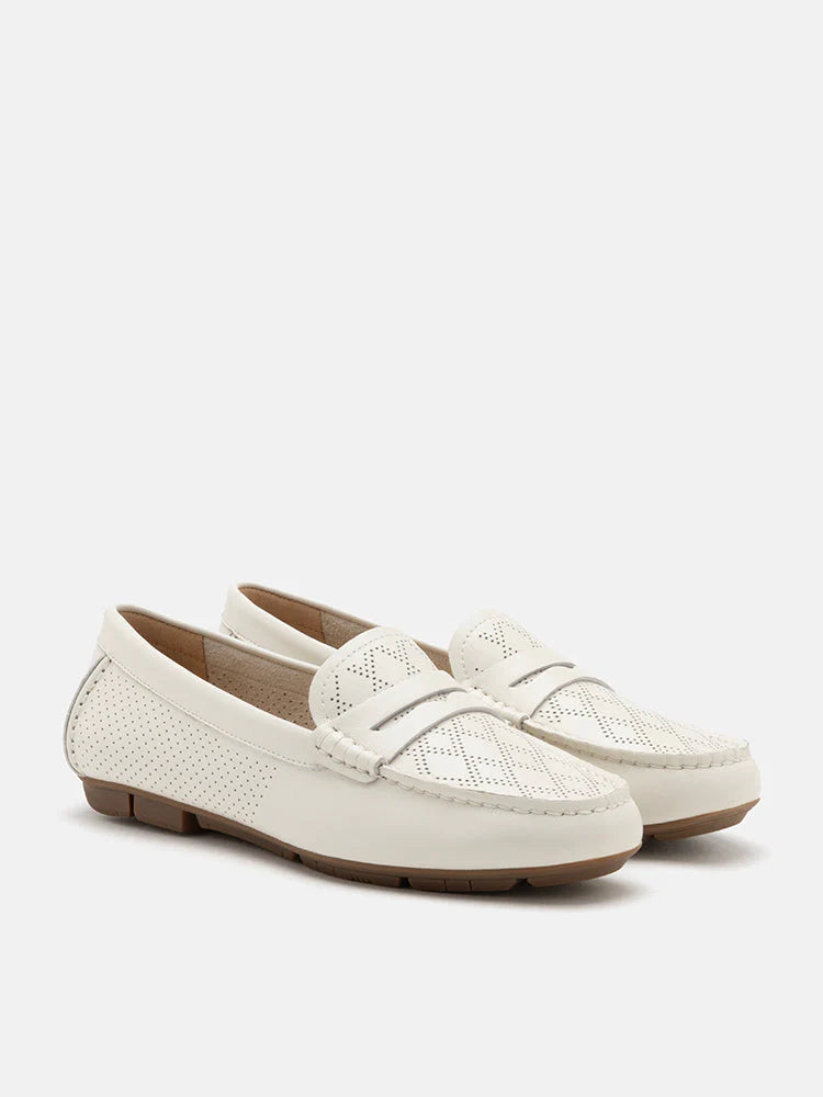 PAZZION, Samara Perforated Moccasins, Beige