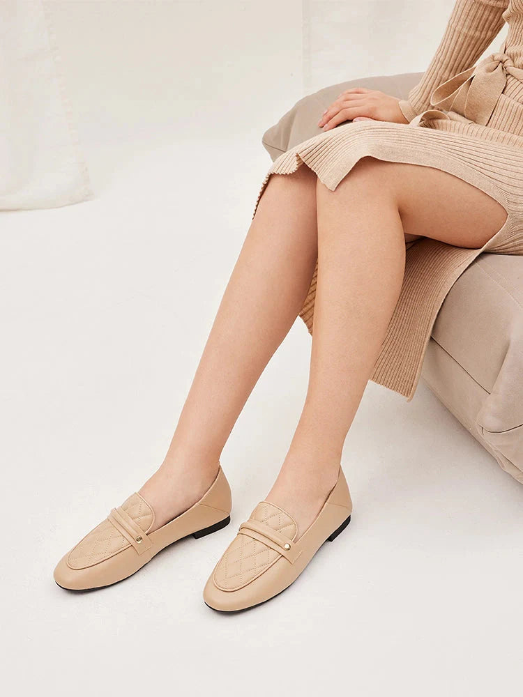 PAZZION, Sandra Quilted Loafers, Almond