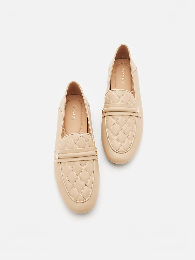 PAZZION, Sandra Quilted Loafers, Almond