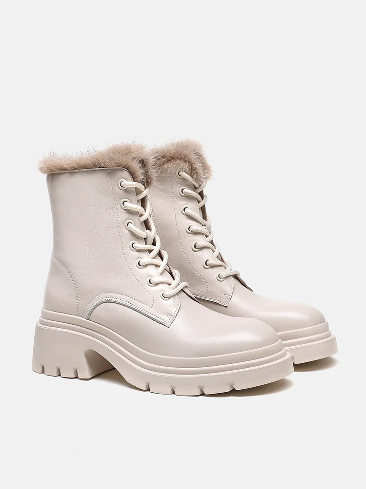 PAZZION, Scarlett Fur Boots, Beige