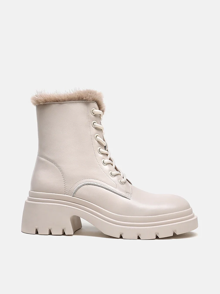 PAZZION, Scarlett Fur Boots, Beige