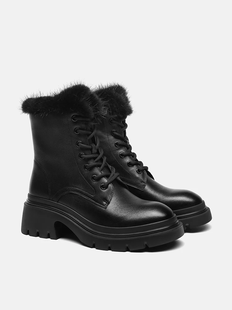 PAZZION, Scarlett Fur Boots, Black