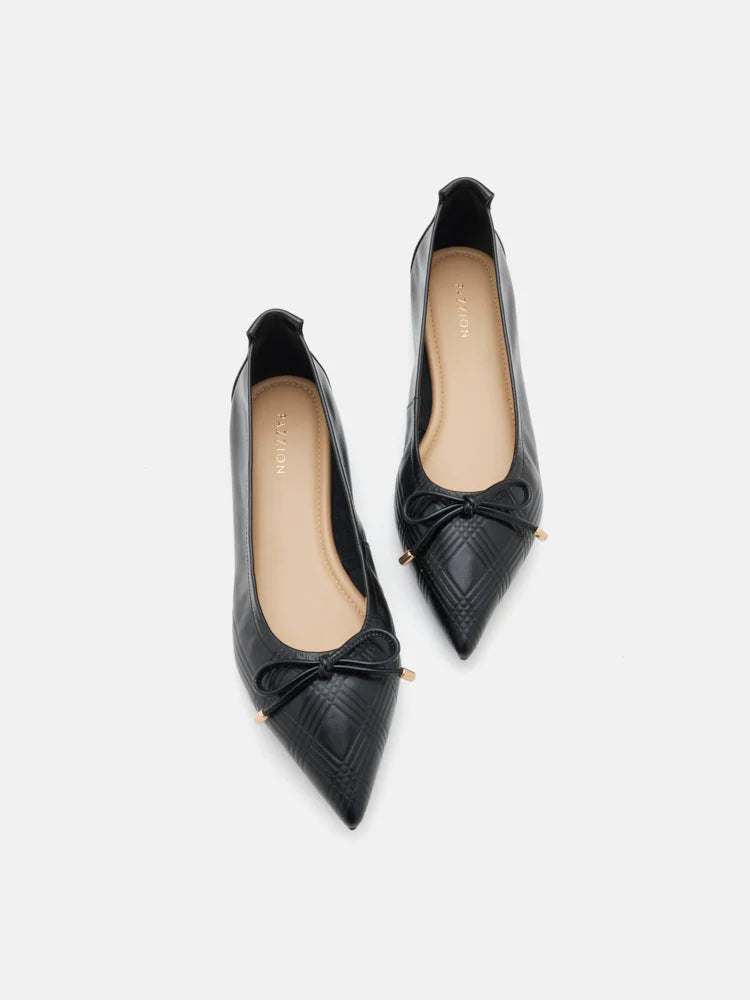 PAZZION, Sienna Bow Pointed Toe Flats, Black