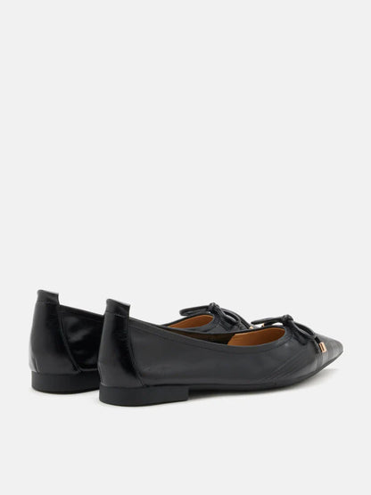 PAZZION, Sienna Bow Pointed Toe Flats, Black