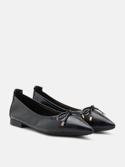 PAZZION, Sienna Bow Pointed Toe Flats, Black