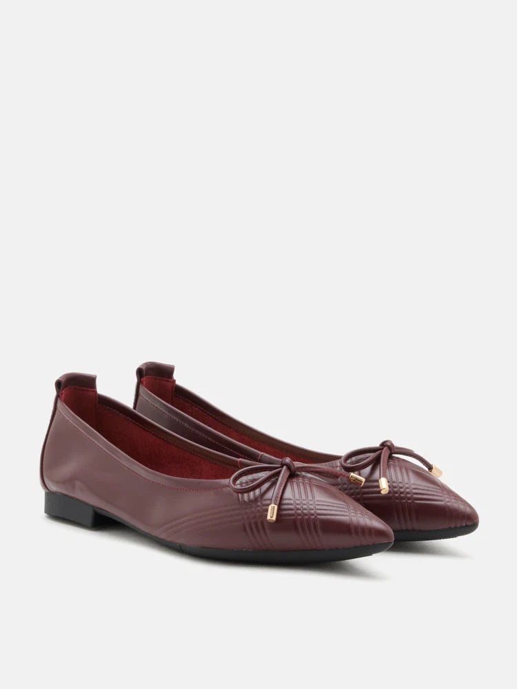 PAZZION, Sienna Bow Pointed Toe Flats, Wine