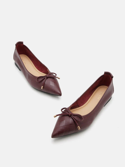 PAZZION, Sienna Bow Pointed Toe Flats, Wine